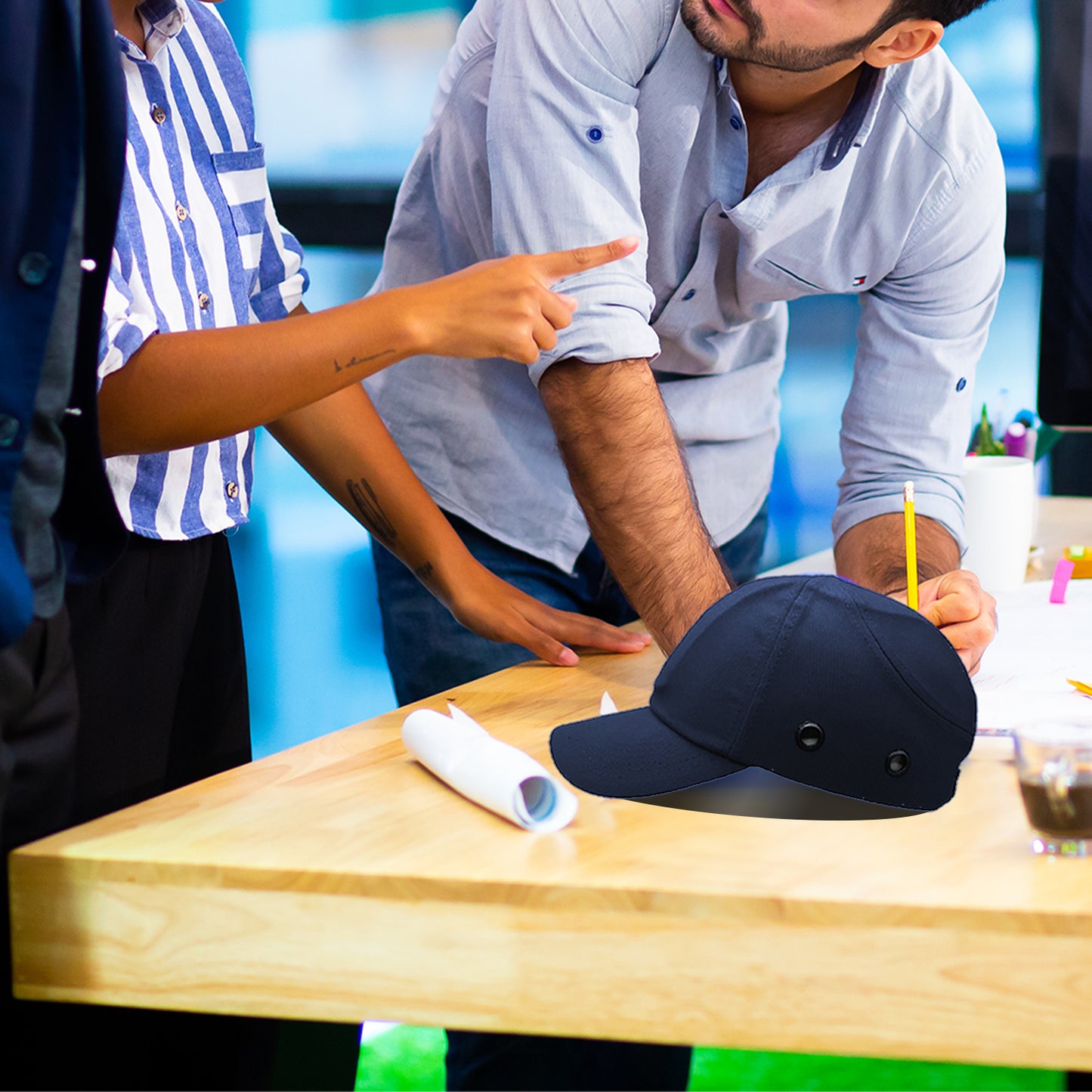 Lucent Path Blue Baseball Safety Bump Cap Helmet Hard Hat Head Protection Cap