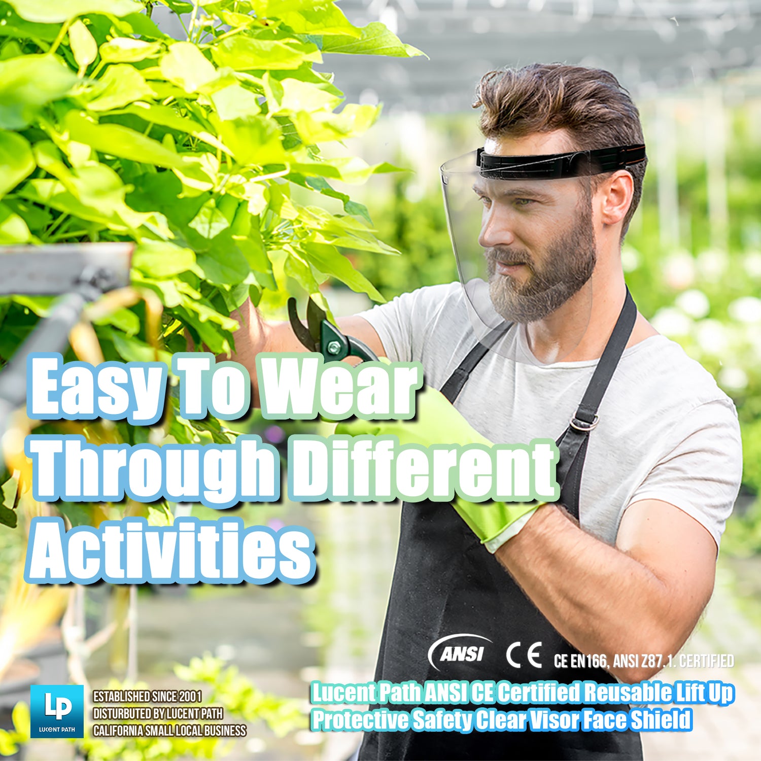 Lucent Path Flip Up Face Shield - Safety Clear Plastic Visor Anti Fog Reusable Adjustable Face Shield