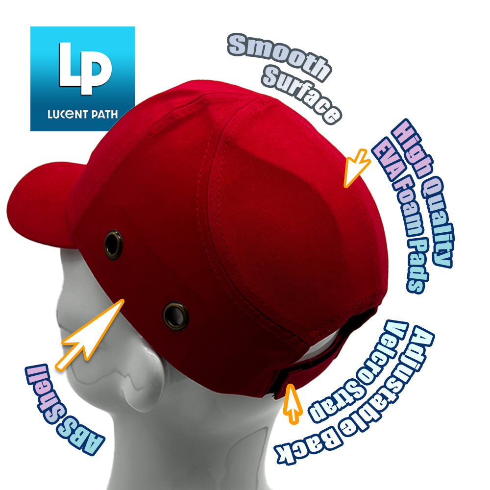 Lucent Path Red Baseball Safety Bump Cap Helmet Hard Hat Head Protection Cap